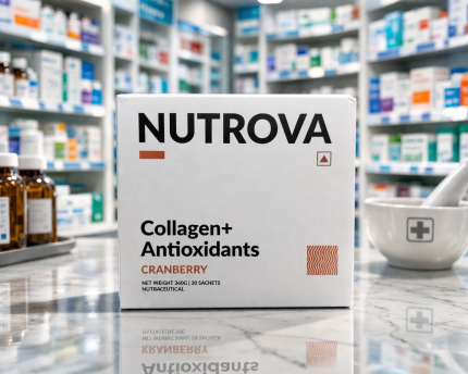 Nutrova Collagen+ Antioxidants Cranberry Sachets | Skin, Hair & Joint Support Supplement | Nutraceutical Powder | 30 Sachets (360g)